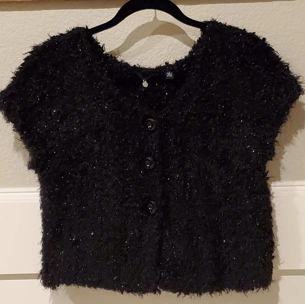 Anthropologie Knitted and Knotted Cropped, Shimmer Cardigan, Wool Blend,…